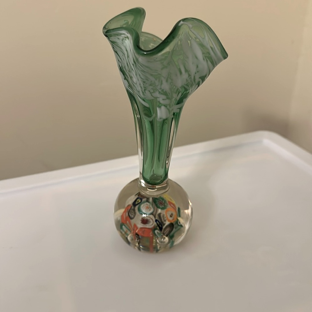 Fratelli Toso Murano Millefiori Italian Art Glass Vase GORGEOUS